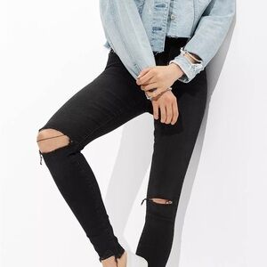 American Eagle Outfitters  The Luxe Super Hi-Rise jeggings Black size 6/28 NWT
